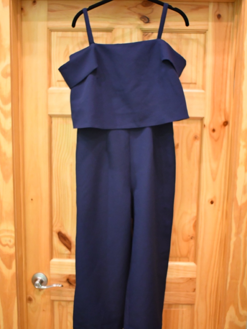 Gianni Bini Navy Layered Bodice Wide-Leg Jumpsuit - Picture 2 of 8